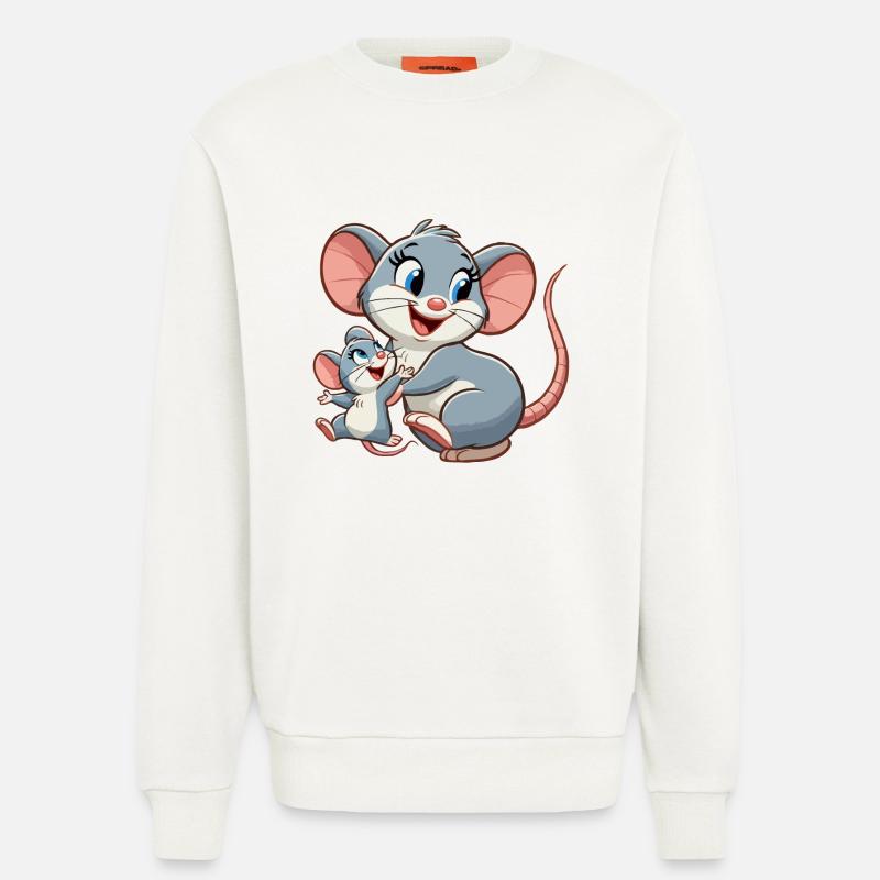 Mäusemutter mit herumtollendem Kind - Sweatshirt - made by SPREAD  - OFF WHITE