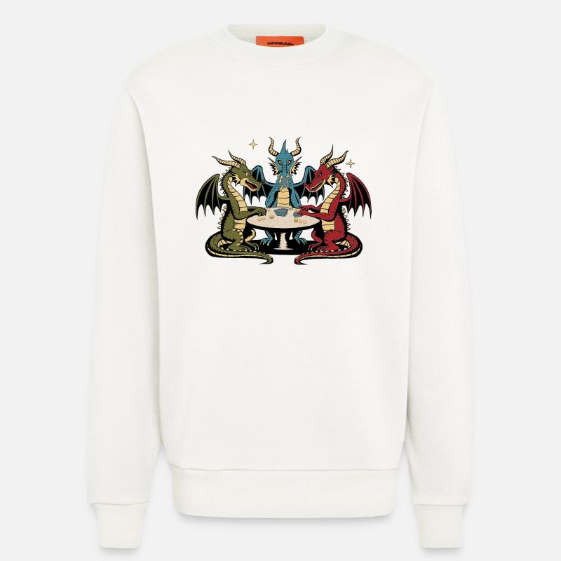 Drachen-Spielkarten - Sweatshirt - made by SPREAD  - OFF WHITE