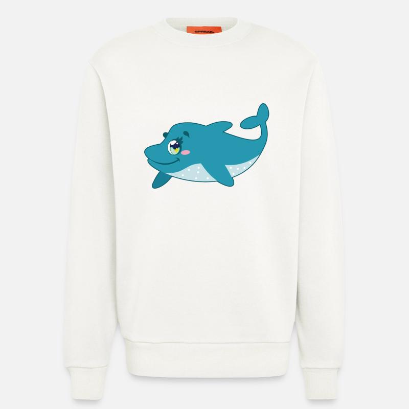 Süßer Delfin mit Rand - Sweatshirt - made by SPREAD  - OFF WHITE