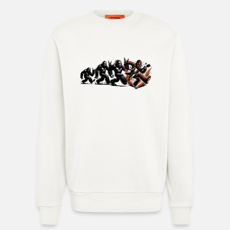 Bigfoot Gitarrist Evolution Walk - Sweatshirt - made by SPREAD  - OFF WHITE