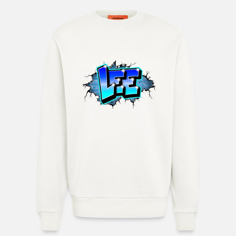 Graffiti LEE Blue Brick Risse - Sweatshirt - made by SPREAD  - OFF WHITE