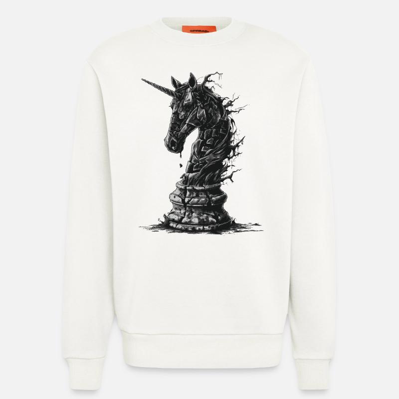 Springer Schach Pferd - Sweatshirt - made by SPREAD - OFF WHITE