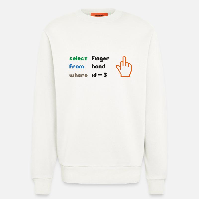 Lustige SQL-Abfrage: 8-Bit-Mittelfinger für Geeks - Sweatshirt - made by SPREAD  - OFF WHITE