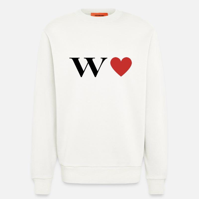 Buchstabe w Rotes Herz - Sweatshirt - made by SPREAD  - OFF WHITE