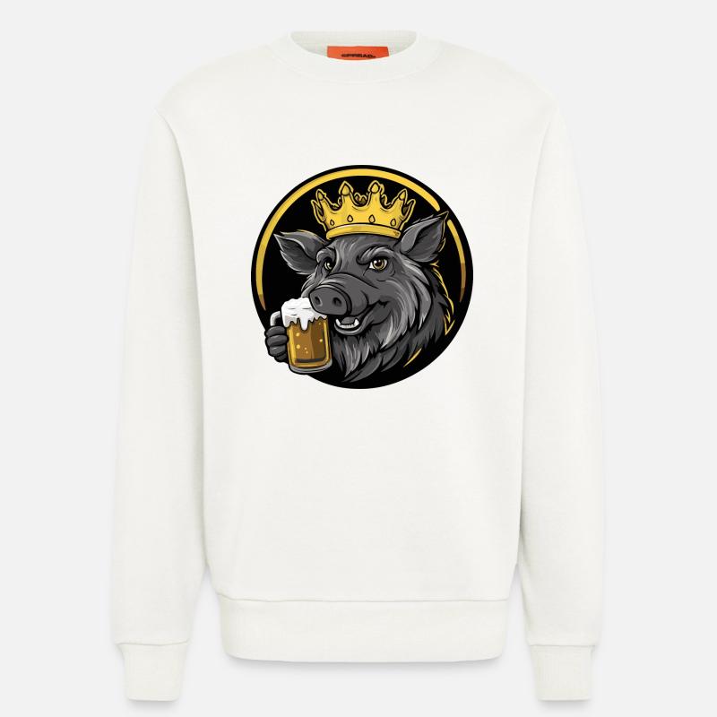 Schwein Bier Comic Wildschwein - Sweatshirt - made by SPREAD  - OFF WHITE