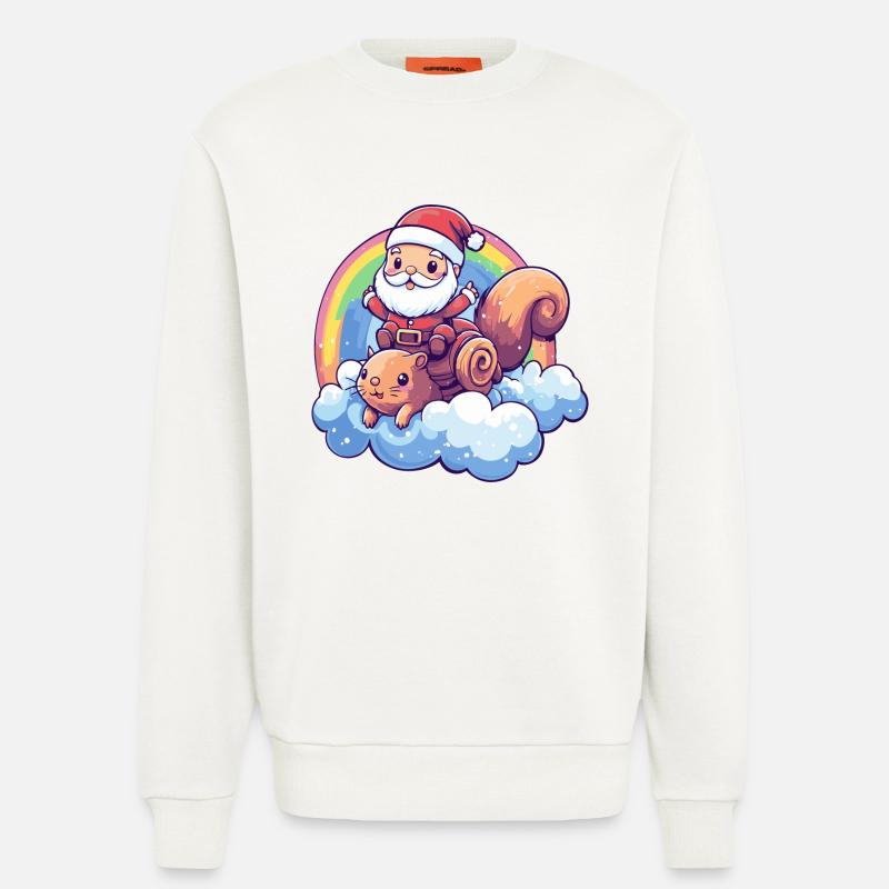 Eichhörnchen Weihnachtsmann Regenbogen - Sweatshirt - made by SPREAD  - OFF WHITE