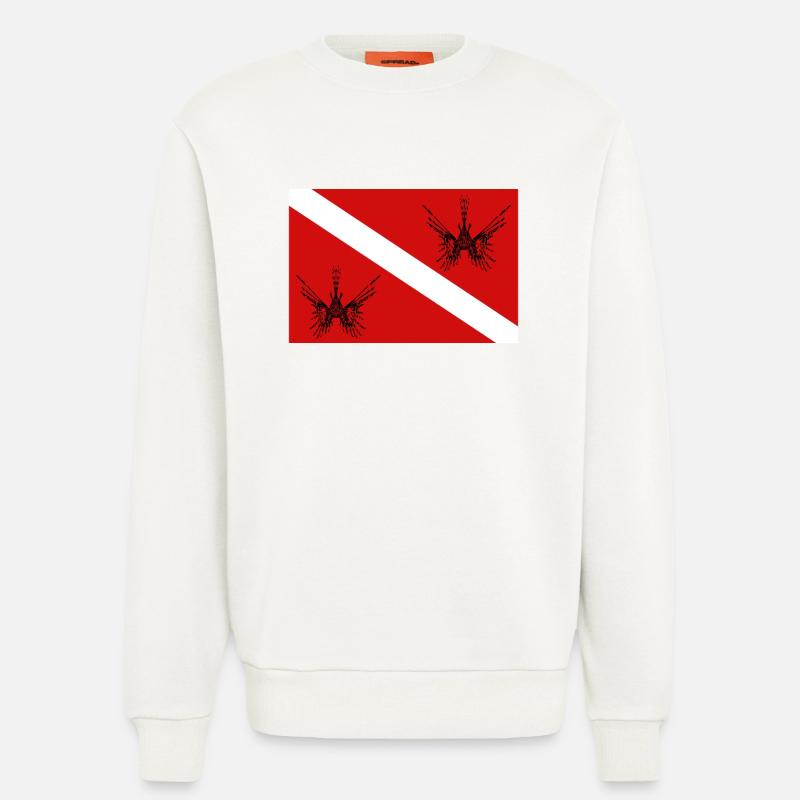 Taucherflagge mit Feuerfisch - Sweatshirt - made by SPREAD - OFF WHITE