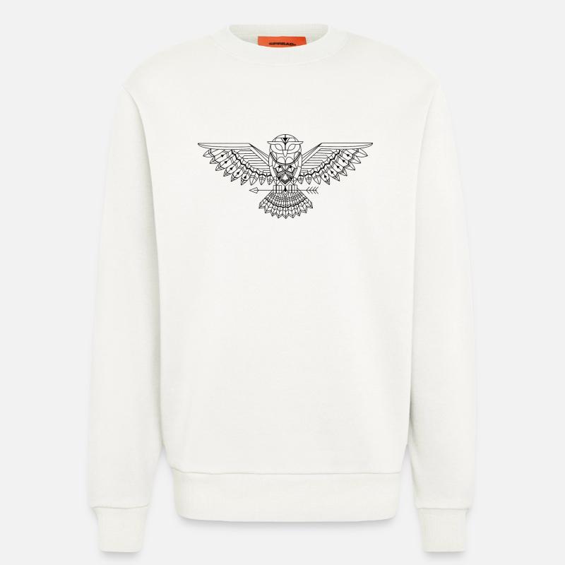 grafische Eule - Sweatshirt - made by SPREAD  - OFF WHITE