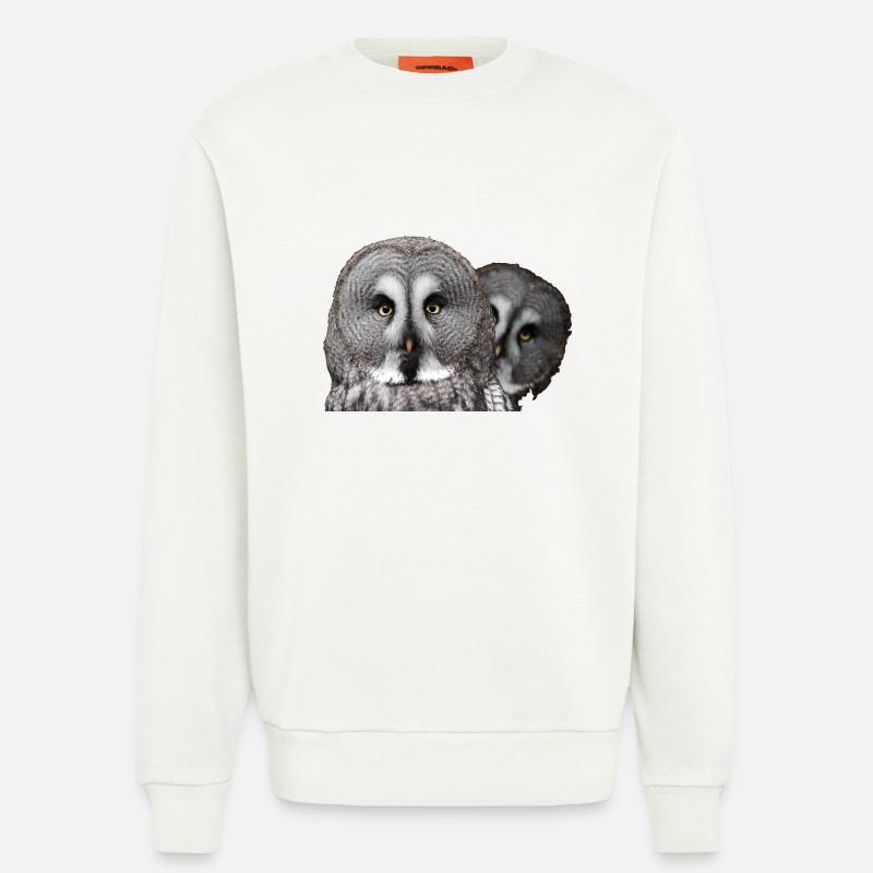 Zwei Eulenköpfe - Sweatshirt - made by SPREAD  - OFF WHITE