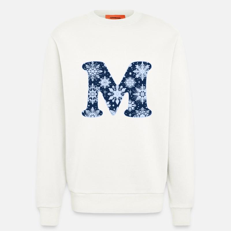 Buchstabe M Schneeflocken - Sweatshirt - made by SPREAD  - OFF WHITE