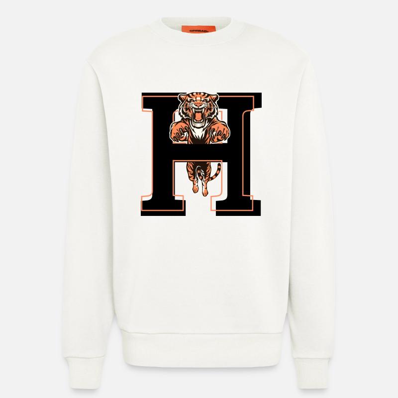 Buchstabe h Tiger - Geschenkidee - Sweatshirt - made by SPREAD  - OFF WHITE