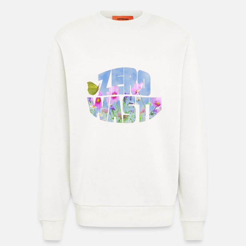 zero waste blumenwiese mit schmetterling - Sweatshirt - made by SPREAD  - OFF WHITE