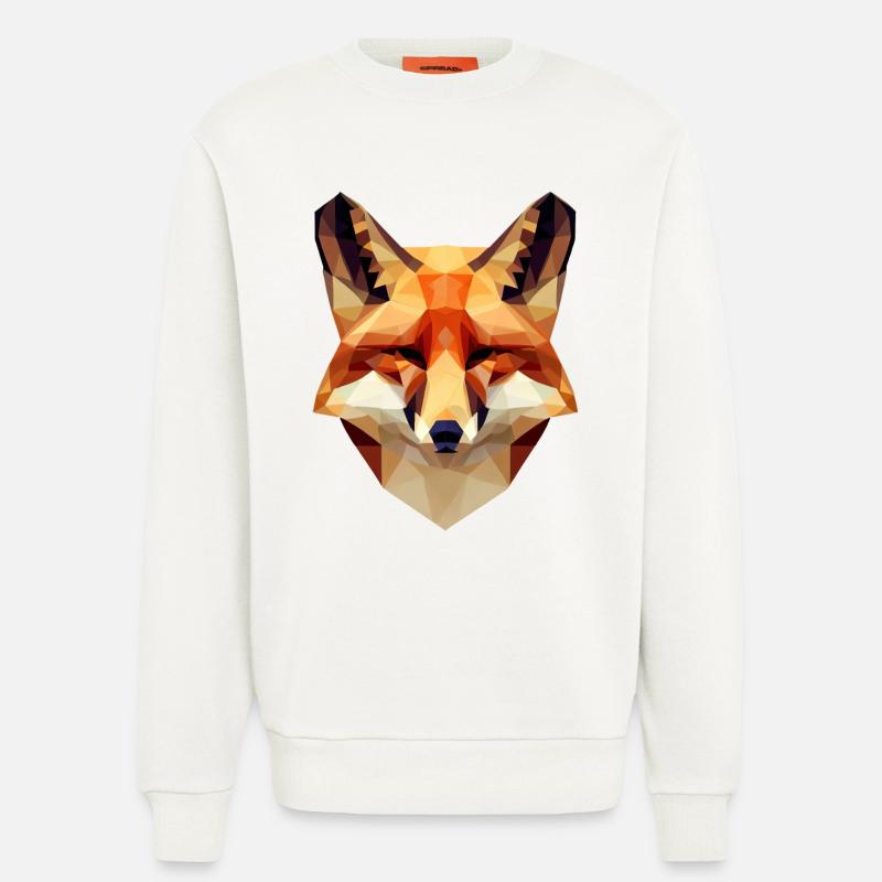 Intriguing Polygon Fox - Modern - Sweatshirt - made by SPREAD  - OFF WHITE