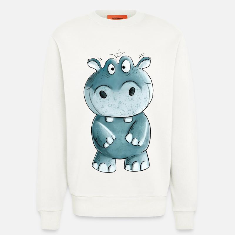 Blaues Nilpferd I Wildtiere Comic - Sweatshirt - made by SPREAD  - OFF WHITE