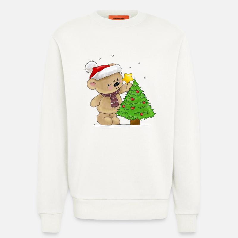 Bärchen schmückt Weihnachtsbaum - Sweatshirt - made by SPREAD  - OFF WHITE