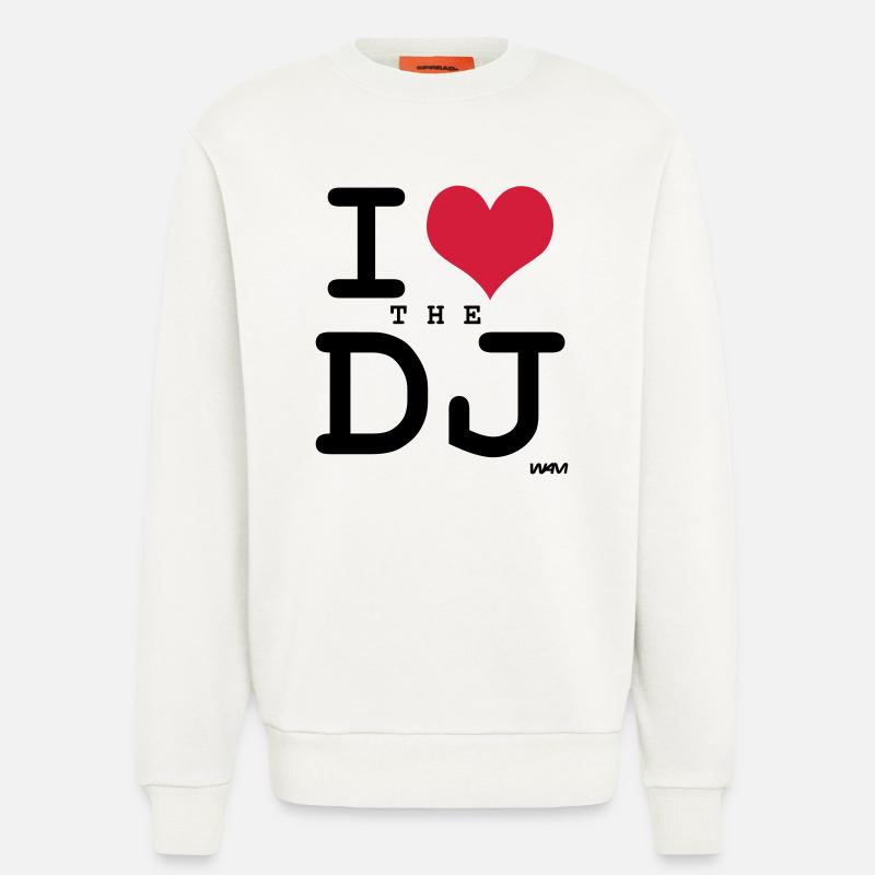 j'aime le dj par wam - Sweat bio décontracté fabriqué en UE - OFF WHITE