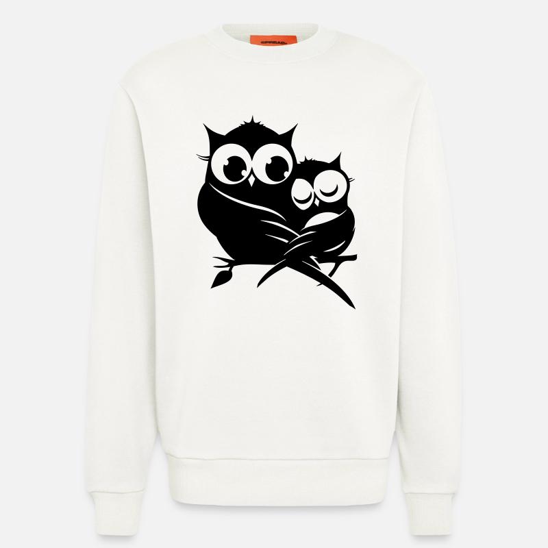 zwei Eulen auf einem Ast - Sweatshirt - made by SPREAD  - OFF WHITE