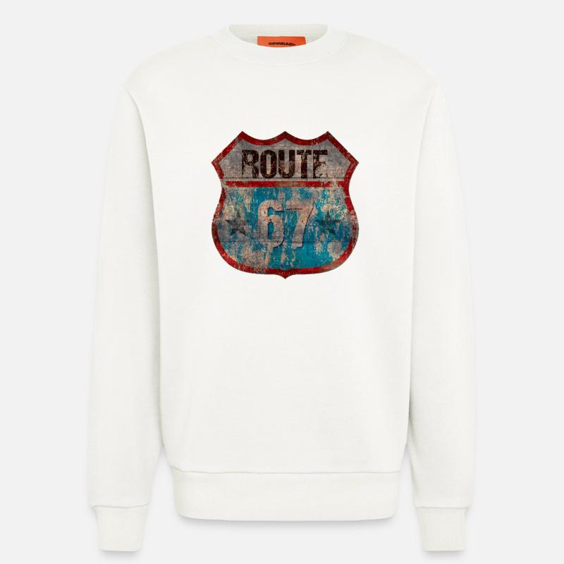 Rustic Route 67 Schild Design - Sweatshirt - made by SPREAD  - OFF WHITE