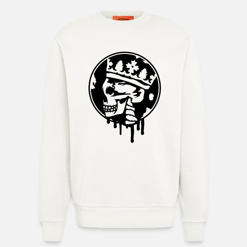 Totenschädel mit Krone Graffiti - Sweatshirt - made by SPREAD  - OFF WHITE