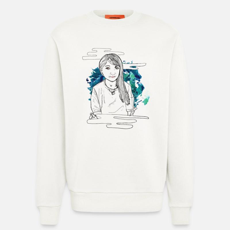 Lächelndes Mädchen mit Muster - Sweatshirt - made by SPREAD  - OFF WHITE