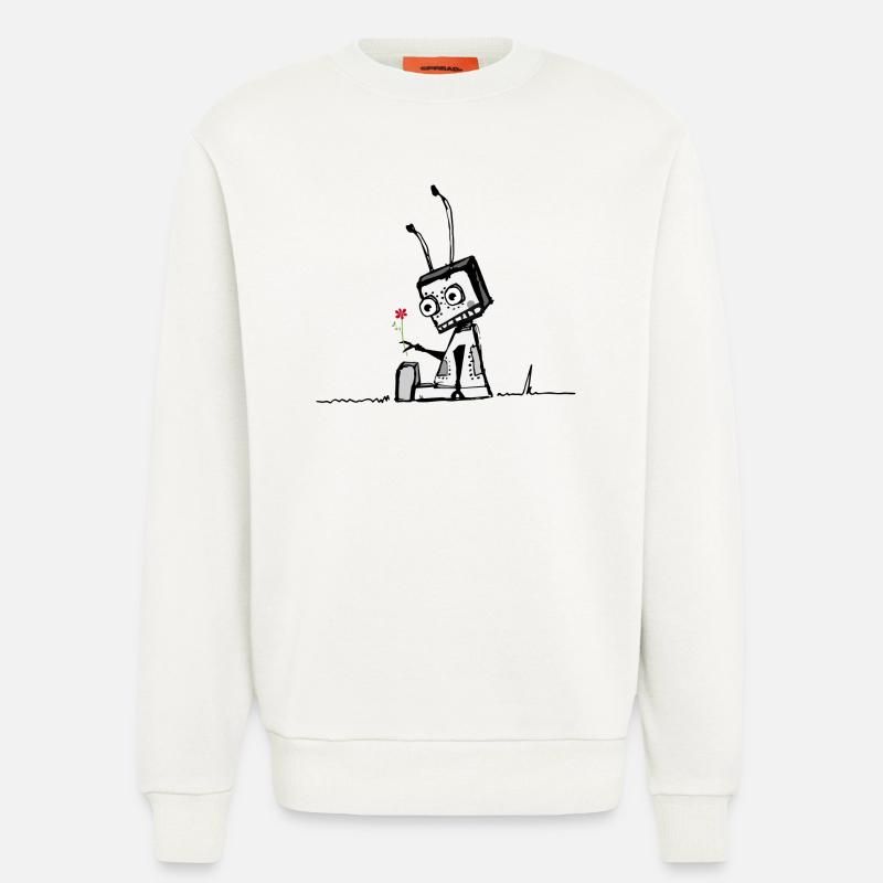 Roboter mit einer Blume - Sweatshirt - made by SPREAD  - OFF WHITE