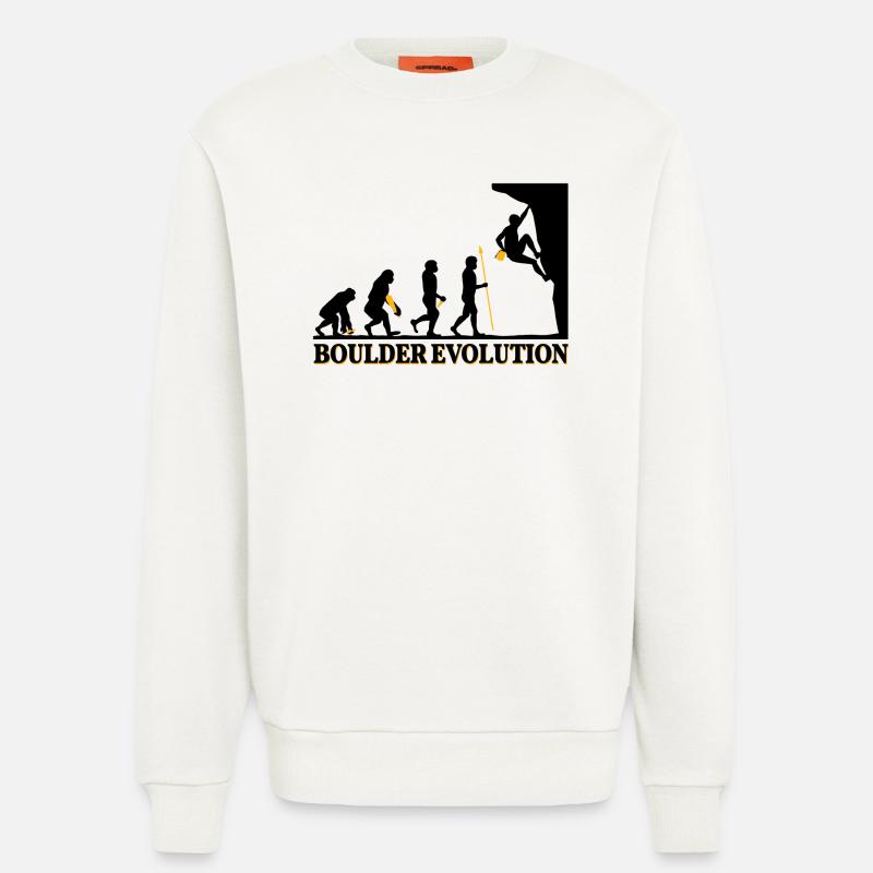 Boulder Evolution Klettern Bergsteigen Spruch - Sweatshirt - made by SPREAD  - OFF WHITE
