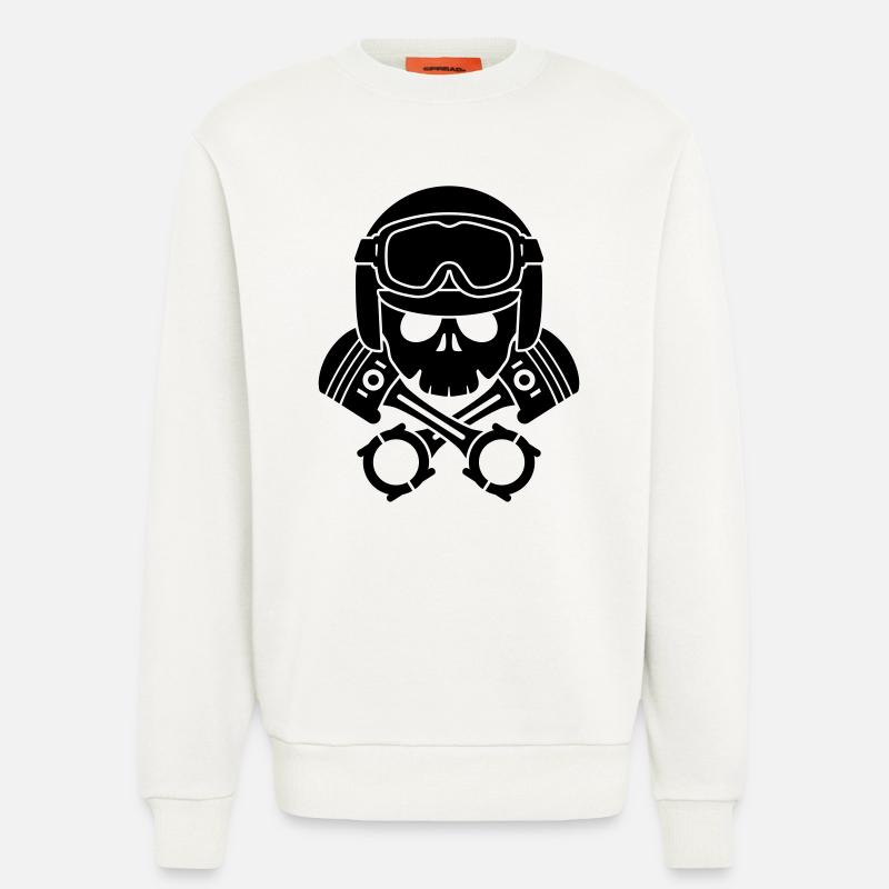 kolben schädel helm - Sweatshirt - made by SPREAD  - OFF WHITE
