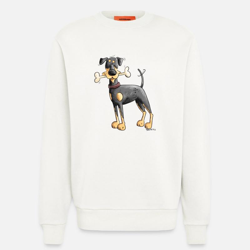 Dobermann Oder Pinscher mit Knochen - Sweatshirt - made by SPREAD  - OFF WHITE