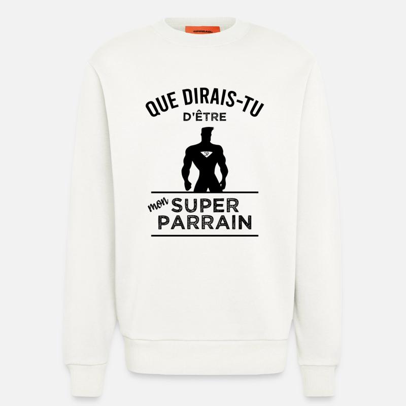 Deviens mon super parrain - Sweat bio décontracté fabriqué en UE - OFF WHITE