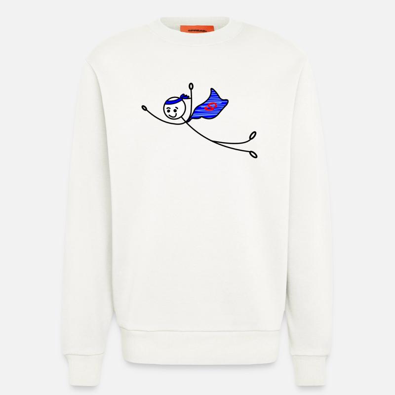 Superhelden-Strichmännchen - Sweatshirt - made by SPREAD  - OFF WHITE