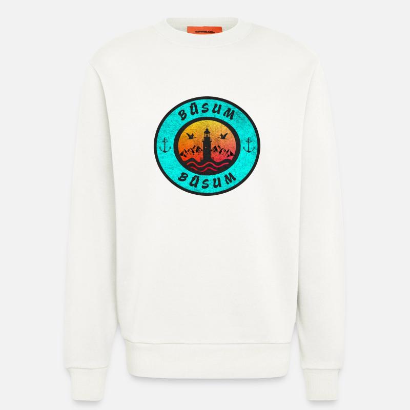 Büsum Leuchtturm Design / Geschenkidee - Sweatshirt - made by SPREAD  - OFF WHITE
