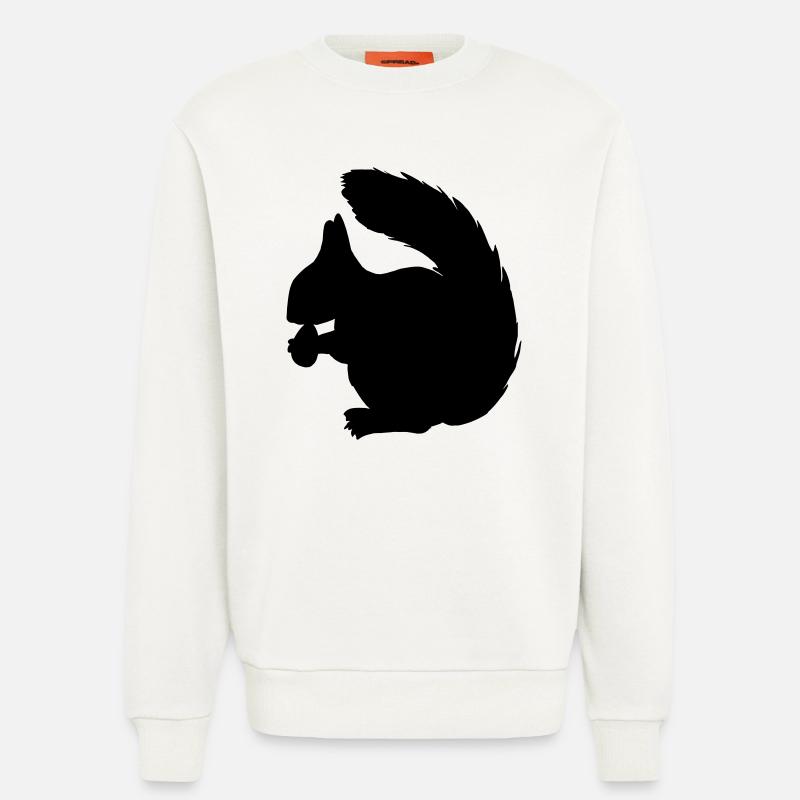 Eichhörnchen mit Nussschattenfigur - Sweatshirt - made by SPREAD  - OFF WHITE