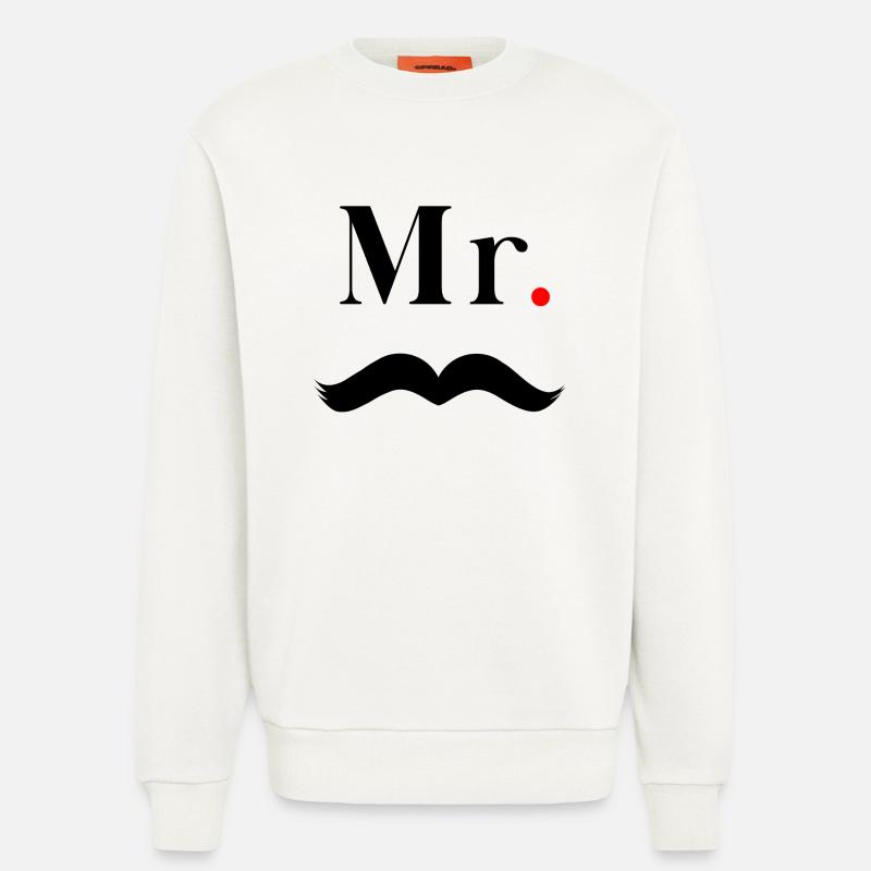 Herr Schwarzer Schnurrbart - Sweatshirt - made by SPREAD  - OFF WHITE