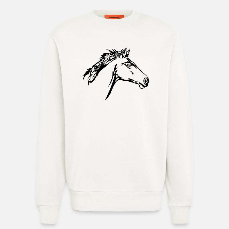 Rennendes Pferd Kopf - Sweatshirt - made by SPREAD  - OFF WHITE