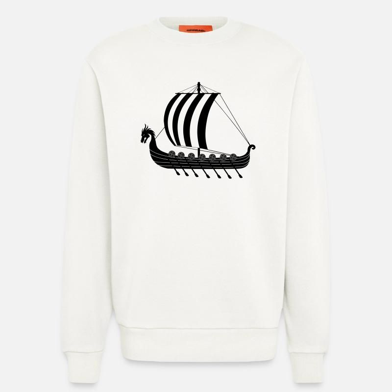 Wikinger-Drachenschiff dragar - Sweatshirt - made by SPREAD  - OFF WHITE