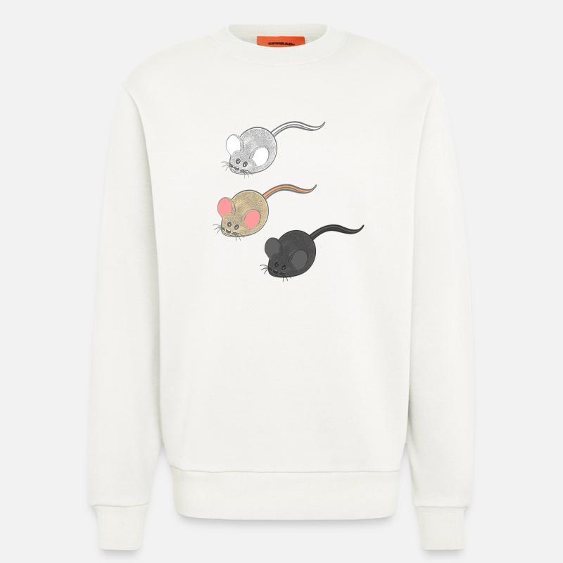 geschenkideen mäuse, Drei Mäuse, Mäuse Fan - Sweatshirt - made by SPREAD  - OFF WHITE