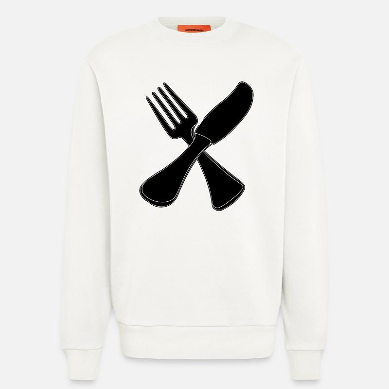 Besteck Messer und Gabel - Sweatshirt - made by SPREAD  - OFF WHITE
