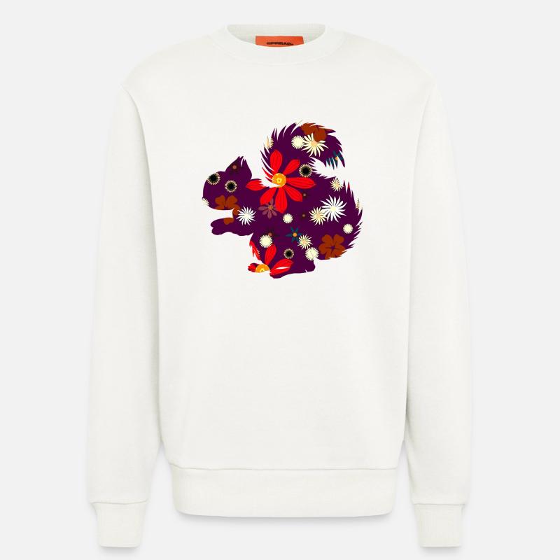 Herbstoutfit freizeit, eichhörnchchen design - Sweatshirt - made by SPREAD  - OFF WHITE