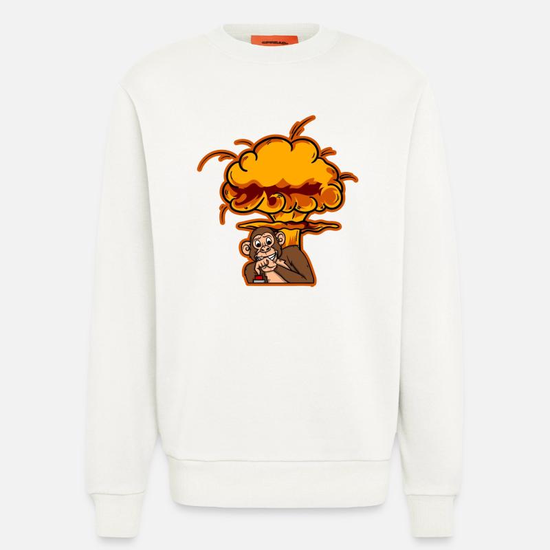 Monkey On The Button - Sweatshirt - made by SPREAD  - OFF WHITE