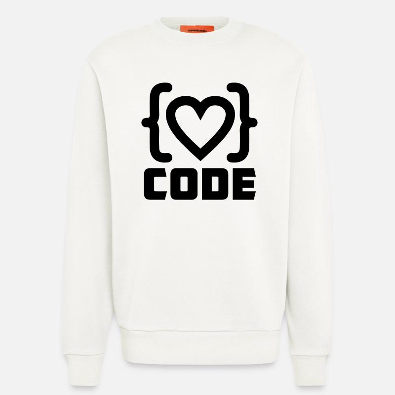 Herzprogrammierer Code Logo mit Text CODE - Sweatshirt - made by SPREAD  - OFF WHITE
