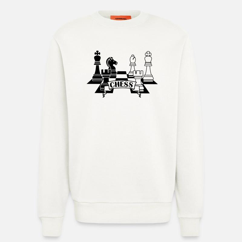 Schachfiguren mit Text CHESS - Sweatshirt - made by SPREAD  - OFF WHITE