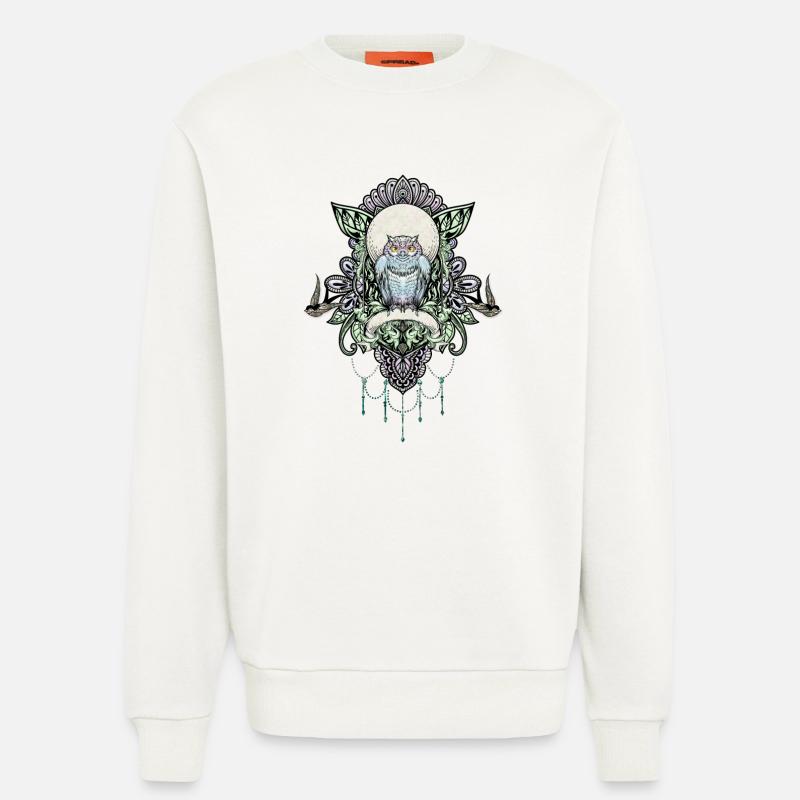 Niedliche dekorative Eule - Sweatshirt - made by SPREAD  - OFF WHITE