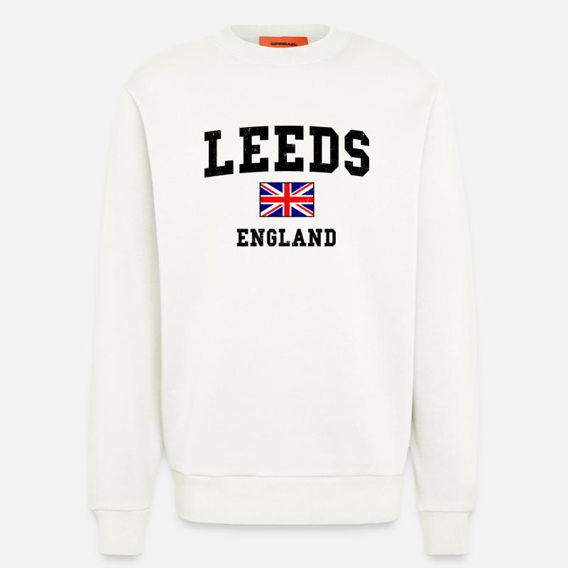 Conception du drapeau de Leeds, Angleterre - Sweat bio décontracté fabriqué en UE - OFF WHITE