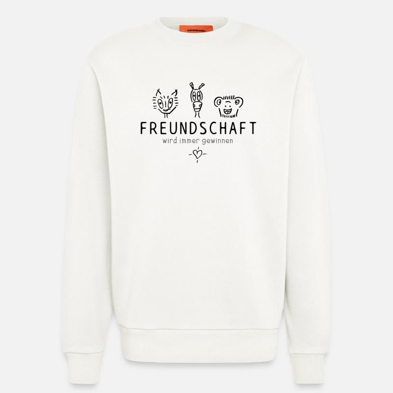 "Freundschaft wird immer gewinnen", schöner Spruch - Sweatshirt - made by SPREAD - OFF WHITE