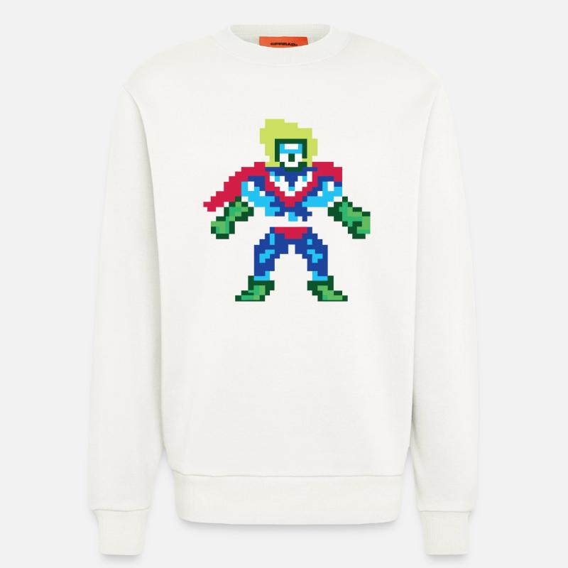 Pixel Art Superheld – Männlicher Held - Sweatshirt - made by SPREAD  - OFF WHITE