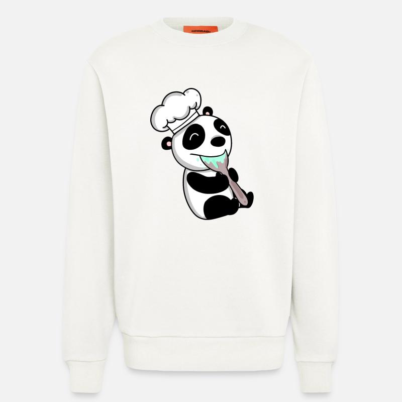 Panda Chef Mignon - Sweat bio décontracté fabriqué en UE - OFF WHITE