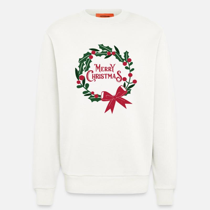 Weihnachtskranz mit roter Schleife - Sweatshirt - made by SPREAD  - OFF WHITE