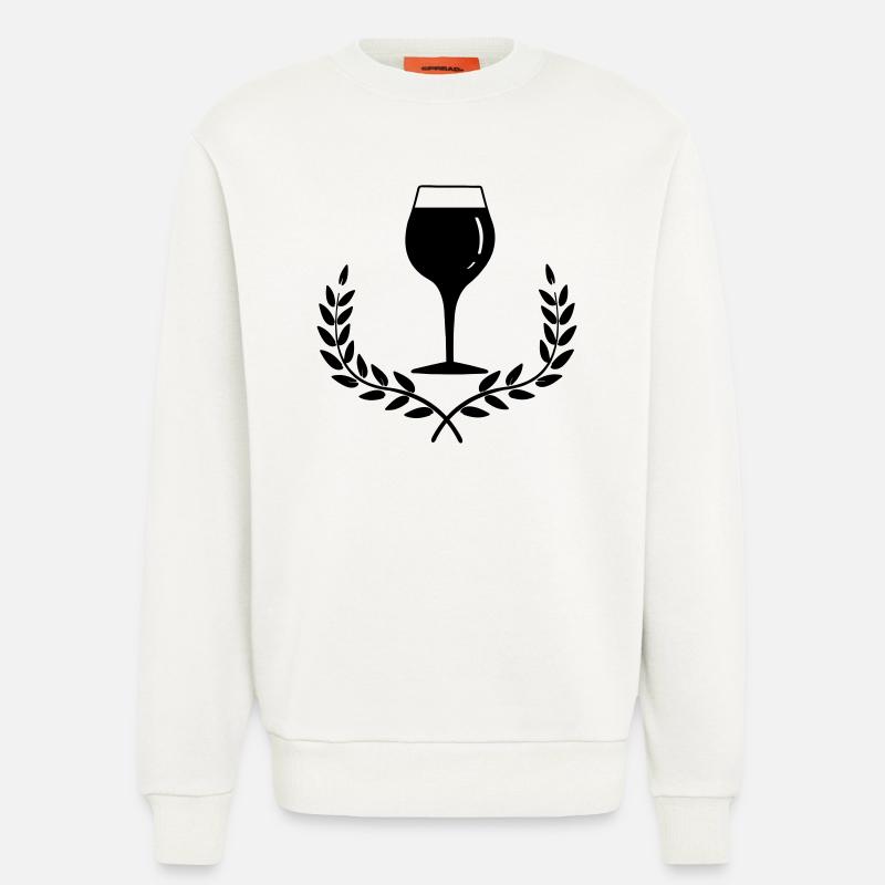Weinglas mit Lorbeerkranz - Sweatshirt - made by SPREAD  - OFF WHITE