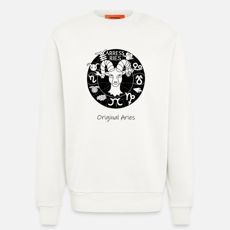Sternzeichen Widder 001 schwarz - Sweatshirt - made by SPREAD  - OFF WHITE