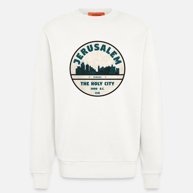 Jerusalem Skyline Retro Abzeichen - Sweatshirt - made by SPREAD  - OFF WHITE